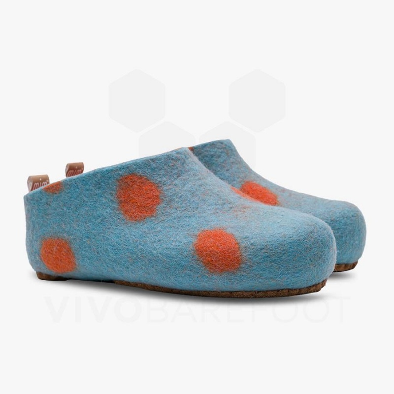 Vivobarefoot MIM Felt Slipper Çocuk Açık Turkuaz Turuncu | TR007FU